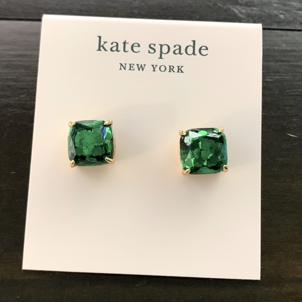 Kate Spade Glitter Square Stud Earrings - Green